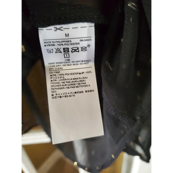 BANANA REPUBLIC | Womens Sheer Black and Gold Long Balloon Sleeve - Picture 4 of 6